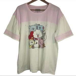 ⭐️ BTS BT21 Characters XL Hot Topic Jersey Short Sleeve Pink Cream CUTE Shirt